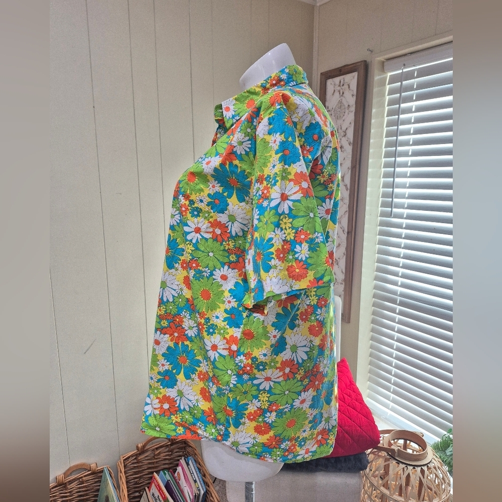 Floral Green and Orange Men's Shirt - Picture 8 of 10